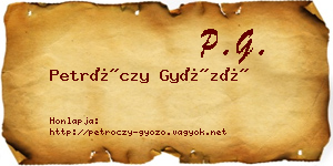Petróczy Győző névjegykártya